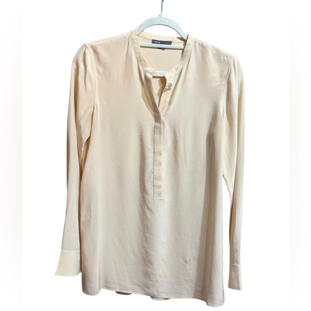 Vince Cream Long Sleeve Blouse Soft Silky Sz 6 Classy Workwear Normcore - Picture 1 of 8